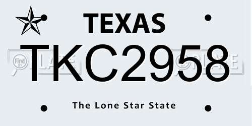 TKC2958 Texas License Plate