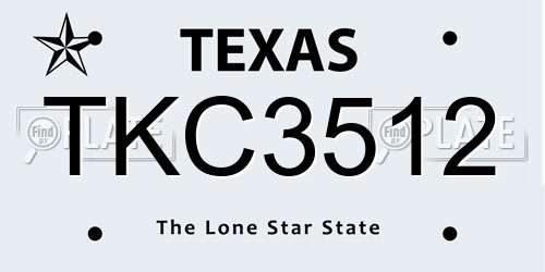 TKC3512 Texas License Plate