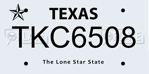 TKC6508 Texas License Plate