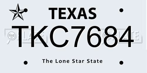 TKC7684 Texas License Plate