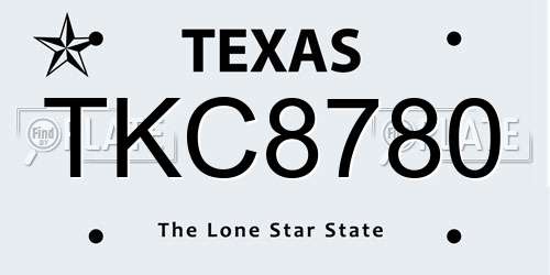 TKC8780 Texas License Plate