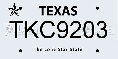 TKC9203 Texas License Plate