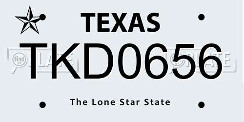 TKD0656 Texas License Plate