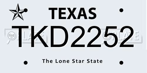 TKD2252 Texas License Plate