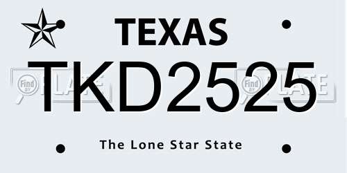 TKD2525 Texas License Plate