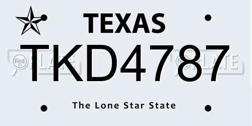TKD4787 Texas License Plate