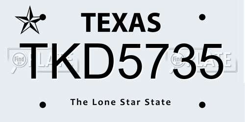 TKD5735 Texas License Plate