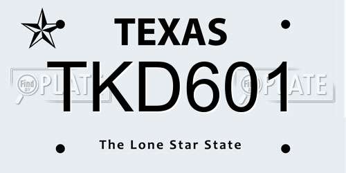 TKD601 Texas License Plate