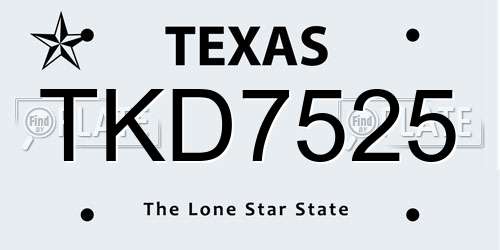 TKD7525 Texas License Plate