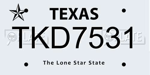 TKD7531 Texas License Plate