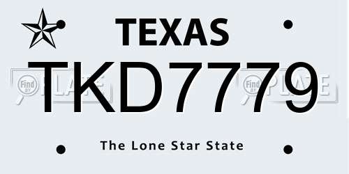 TKD7779 Texas License Plate
