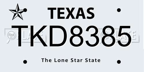 TKD8385 Texas License Plate