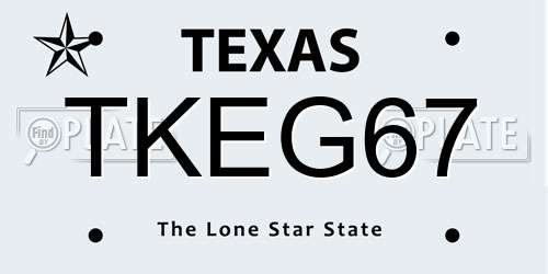 TKEG67 Texas License Plate