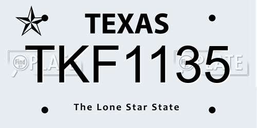 TKF1135 Texas License Plate