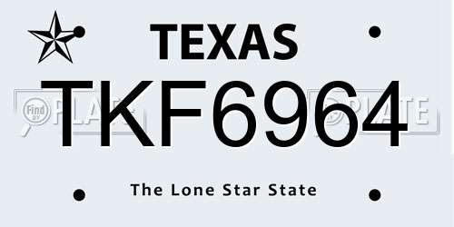 TKF6964 Texas License Plate