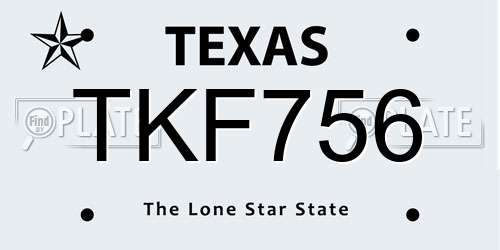 TKF756 Texas License Plate