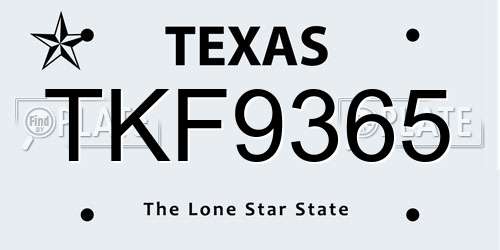 TKF9365 Texas License Plate