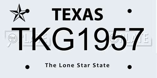 TKG1957 Texas License Plate