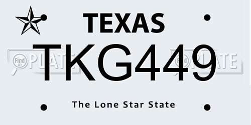 TKG449 Texas License Plate