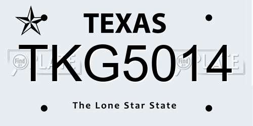 TKG5014 Texas License Plate