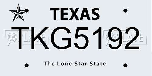TKG5192 Texas License Plate