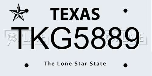 TKG5889 Texas License Plate