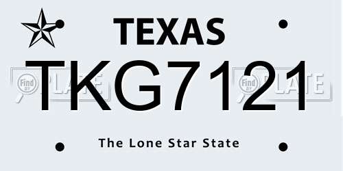 TKG7121 Texas License Plate