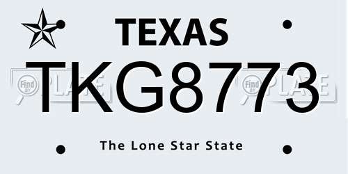 TKG8773 Texas License Plate