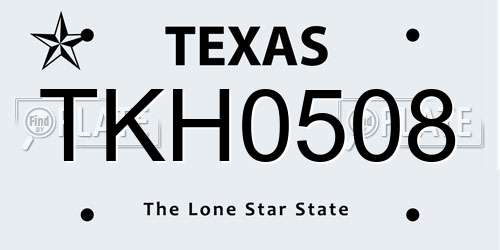 TKH0508 Texas License Plate