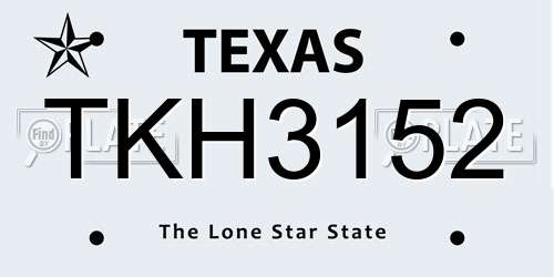 TKH3152 Texas License Plate