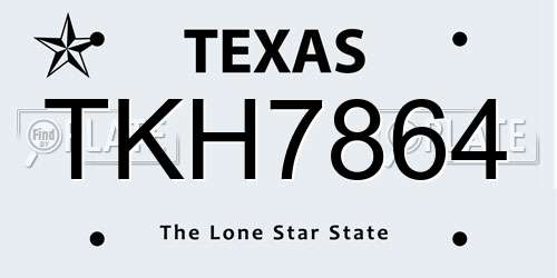TKH7864 Texas License Plate