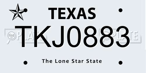 TKJ0883 Texas License Plate