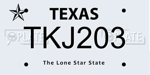 TKJ203 Texas License Plate