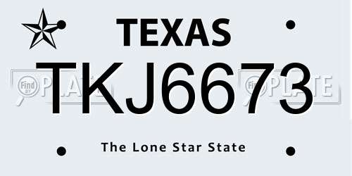 TKJ6673 Texas License Plate