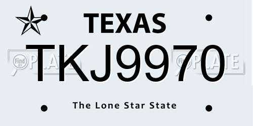 TKJ9970 Texas License Plate
