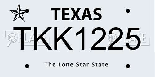 TKK1225 Texas License Plate