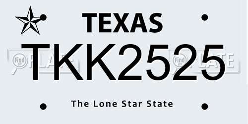 TKK2525 Texas License Plate