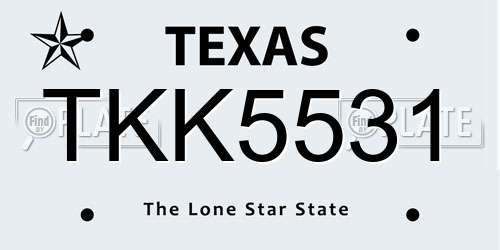 TKK5531 Texas License Plate