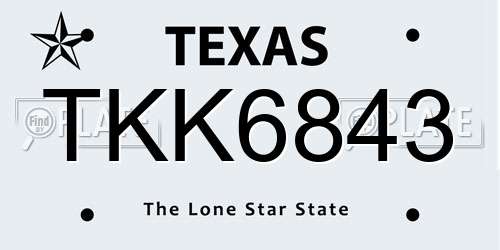 TKK6843 Texas License Plate