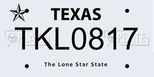 TKL0817 Texas License Plate