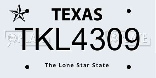 TKL4309 Texas License Plate