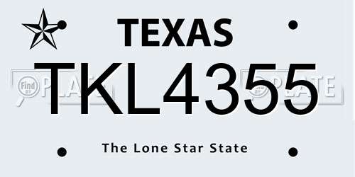 TKL4355 Texas License Plate