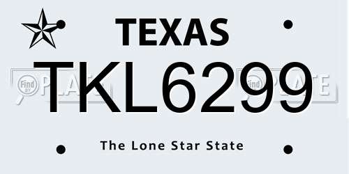 TKL6299 Texas License Plate