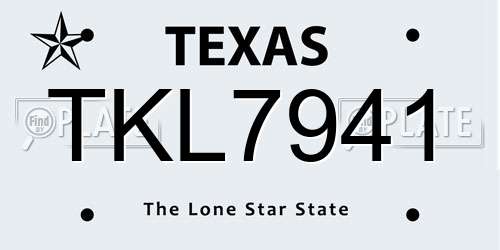 TKL7941 Texas License Plate