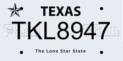 TKL8947 Texas License Plate