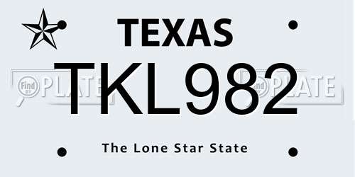 TKL982 Texas License Plate
