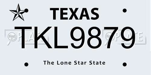 TKL9879 Texas License Plate