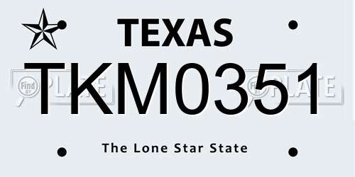 TKM0351 Texas License Plate