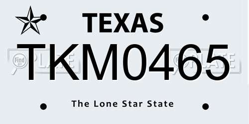 TKM0465 Texas License Plate