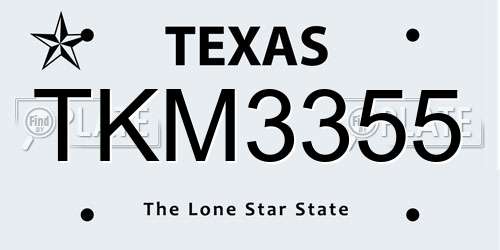 TKM3355 Texas License Plate